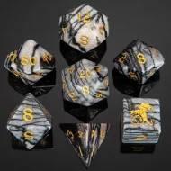 Dragon's Hoard Gemstone Polyhedral Dice Set - Black Network Agate