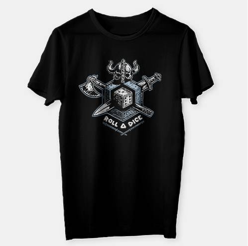 Tričko s herním motivem - Roll Dice - černé - Unisex XXXL