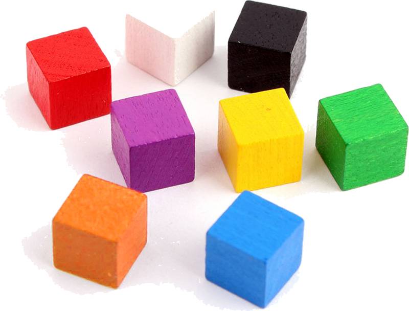 Dřevěné kostičky 10 mm - žetony (20 ks) Barva: Mix barev