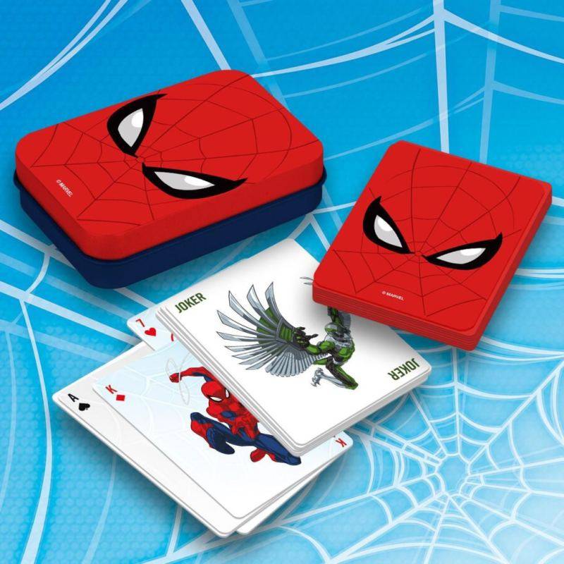 Hrací karty spiderman v plechovém boxu