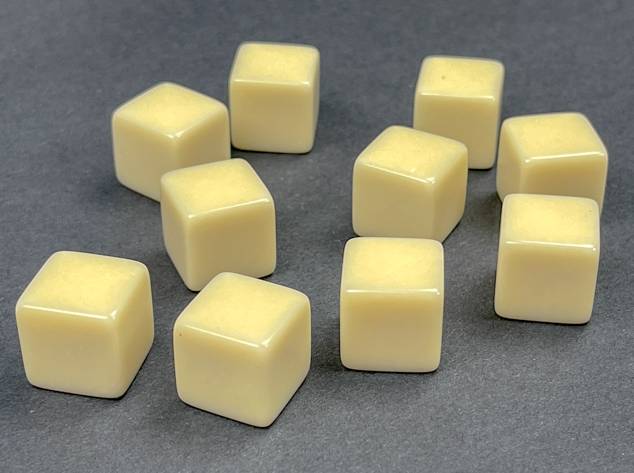 Sada 10 kostek D6 prázdná/blank - slonovinová - 29042