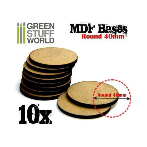 Dřevotřískové podstavce MDF Bases - Round 40mm (10 ks)