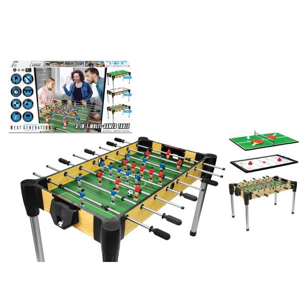 Herní stůl 3v1 hokej, fotbal, kulečník 122 cm