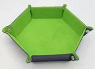 Velvet Leatherette Hex Dice Tray (Navy/Lime)