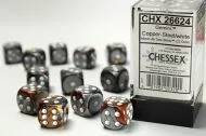 Dice Set Gemini Copper-Steal/White 16mm d6 (12x)