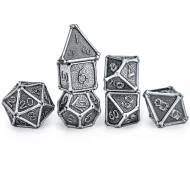 Ancient Silver Bone Collector Solid Metal Dice Set (7)