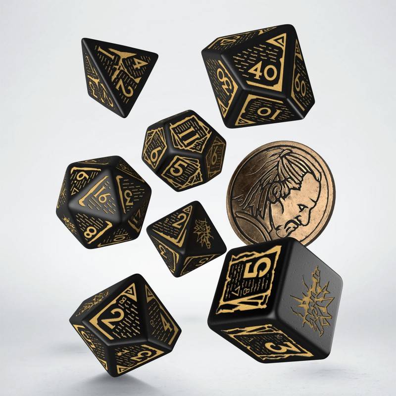 Sada 7 kostek - The Witcher Dice Set - Vesemir - černá a zlatá - SWVE02/SWVE4A