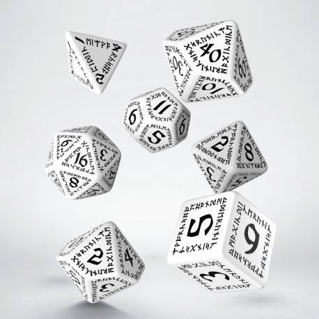 Sada 7 kostek Runic dice set bílá - SRUN02