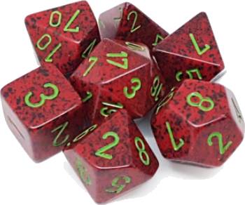 Sada 7 kostek Chessex - skvrnitá Strawberry - 25304