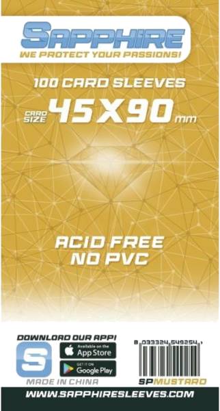 Obaly na karty Sapphire Mustard - 45 x 90 mm - 100 ks
