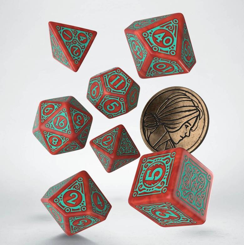 Sada 7 kostek - The Witcher Dice Set - Triss - červená a azurová - SWTR02
