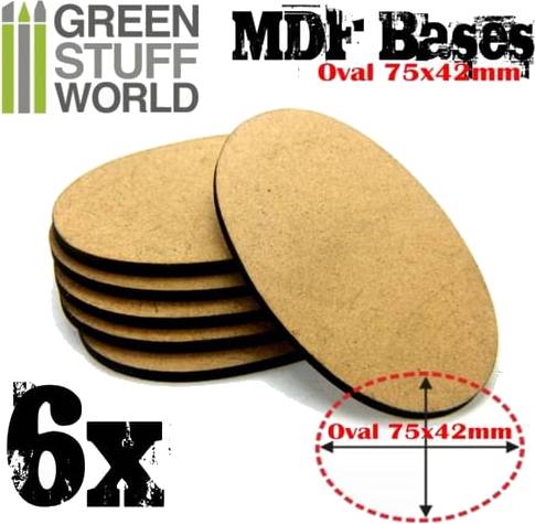 Dřevotřískové podstavce MDF Bases - Oval 75 x 42 mm (6 ks)