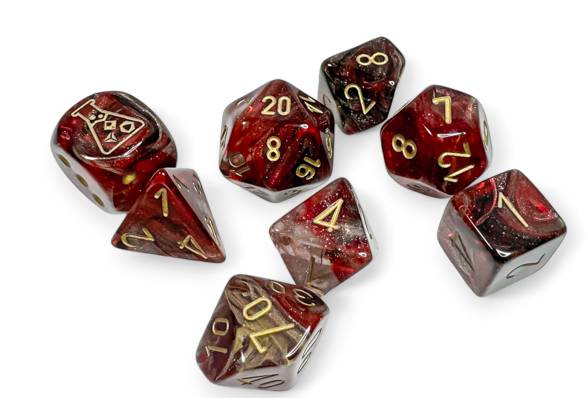 Sada 8 kostek Chessex Lab Dice Borealis Cosmos/gold - 30064