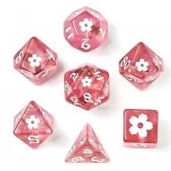 Sakura Blossom Resin Polyhedral Dice Set - White Ink