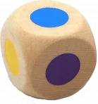 Dřevěná hrací kostka barevná (16mm)