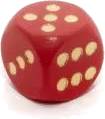Dřevěná hrací kostka červená (zlaté tečky)