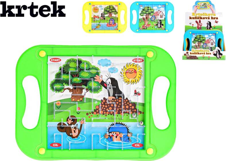 Wiky Kuličková hra Krtek plast hlavolam 20x15cm 3 barvy