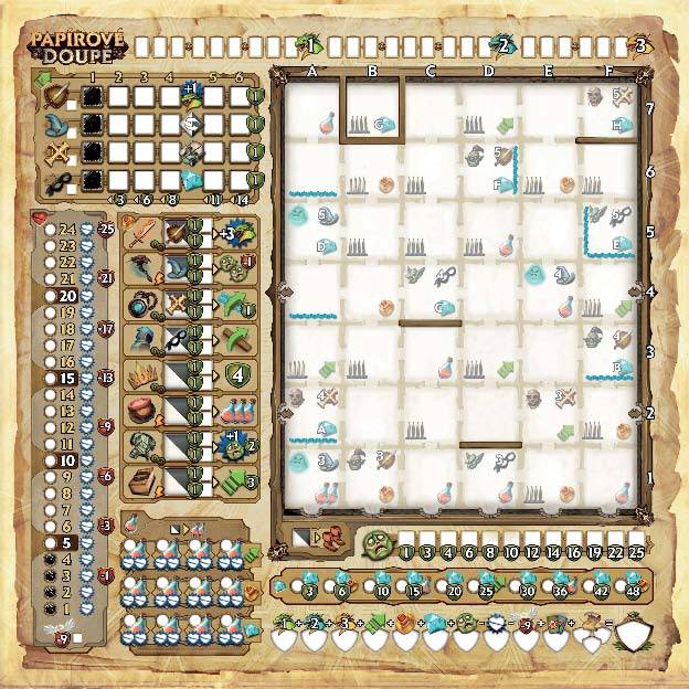 Papírové Doupě - stíratelný list pro hru