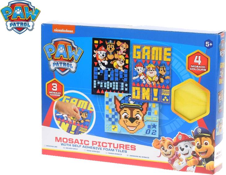 Paw Patrol mozaika 21x15cm 4pěnové nálepky + 3druhy obrázků v krabičce