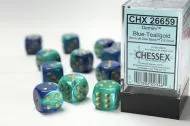 Dice Set Gemini Blue-Teal/Gold 16mm d6 (12x)