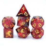 Captured Magic Hand Sanded Sharp Edge Resin Dice Set - Red (7)