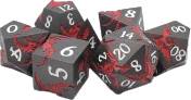 RPG Metal Dice Set: Soaring Dragon - Matte Black White/Red (7)