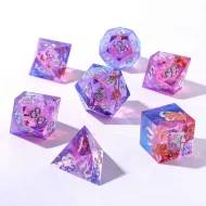 Captured Magic Hand Sanded Sharp Edge Resin Dice Set - Gilded Storm (7)