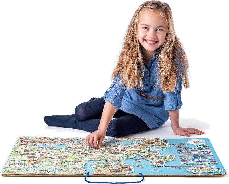 Magnetická mapa Evropy, společenská hra 3v1 v AJ