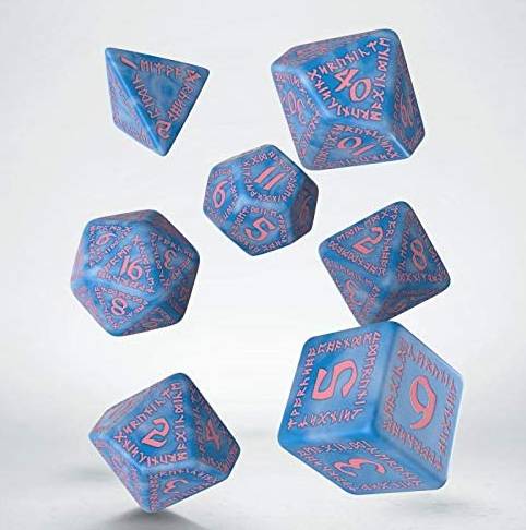 Sada 7 kostek Runic dice set modrá/růžová - SRUN04