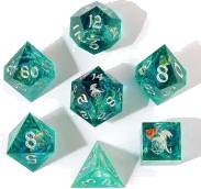 Captured Magic Handmade Sharp Edge Resin Dice Set - Teal