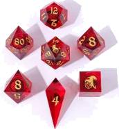 Always Watching Dragon's Eye Sharp Edge Resin Dice Set - Red