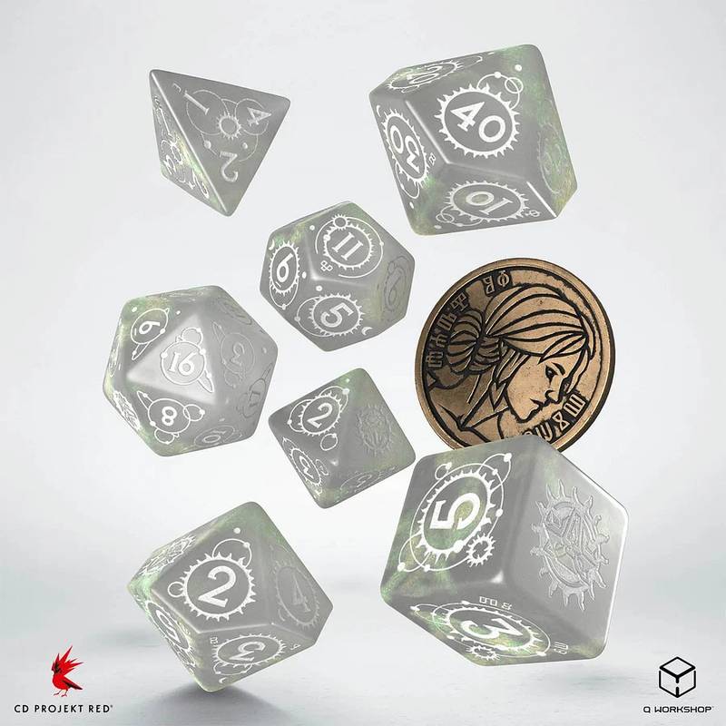 Sada 7 kostek - The Witcher Dice Set - Ciri - perleťová a bílá - SWCI4P/SWCI02