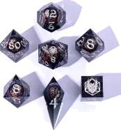 Always Watching Bone Gaze Sharp Edge Resin Dice Set - Black