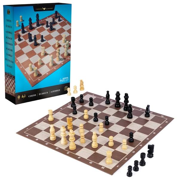 Klasické dřevěné šachy modrá verze