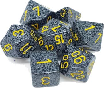 Sada 7 kostek Chessex - skvrnitá Urban Camo - 25328