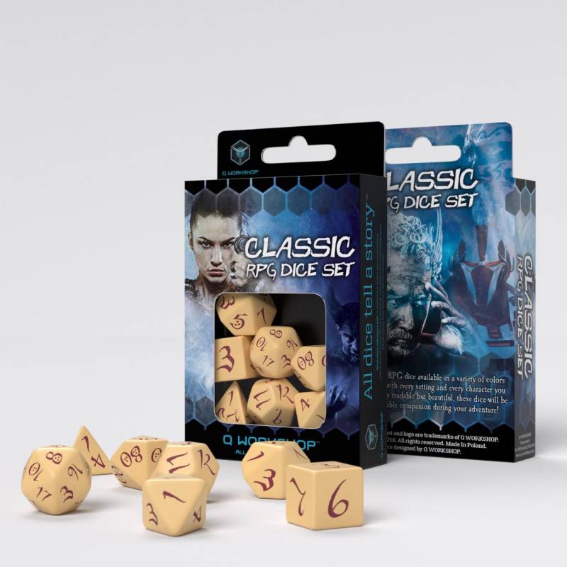 Sada 7 kostek classic dice set béžová/vínová - SCLE14