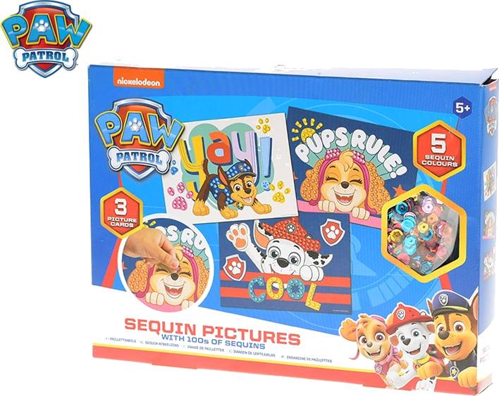 Paw Patrol mozaika 3druhy obrázků 21x15cm s flitry a lepidlem v krabičce