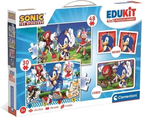 Edukit Sonic 4v1 (pexeso, 48 + 30 puzzle, 6 kostek)
