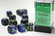 Dice Set Gemini Blue-Green/Gold 16mm d6 (12x)