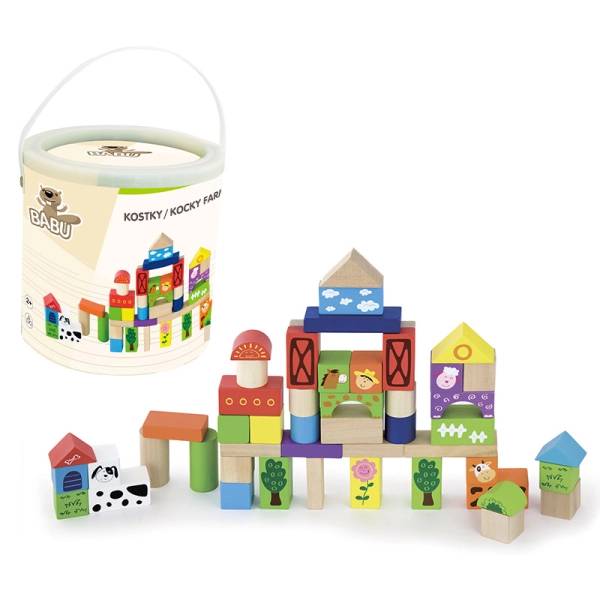 Kostky farma dřevěné 50 ks