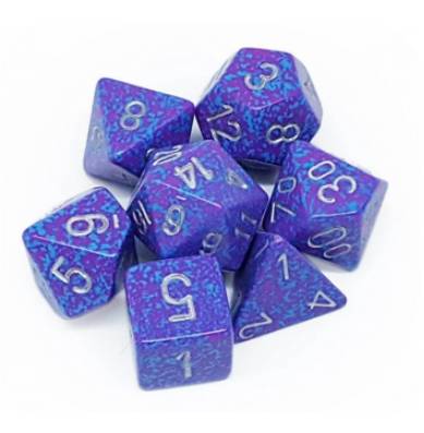 Sada 7 kostek Chessex - skvrnitá Silver Tetra - 25347
