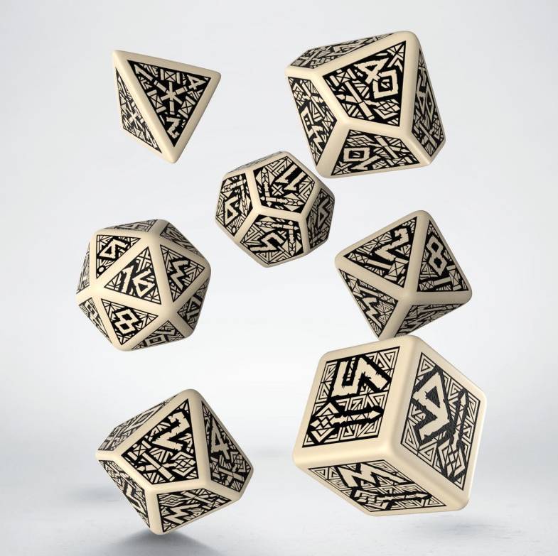 Sada 7 kostek Dwarven Dice Set - béžová a černá - SDWA01