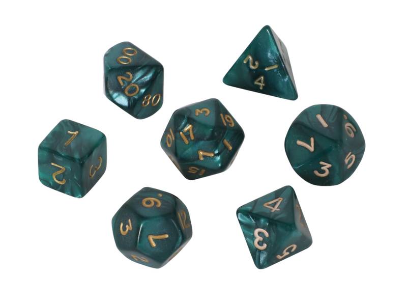 Sada 7 kostek 16mm pro RPG - Zelená se zlatou 112914 (HOTGames)