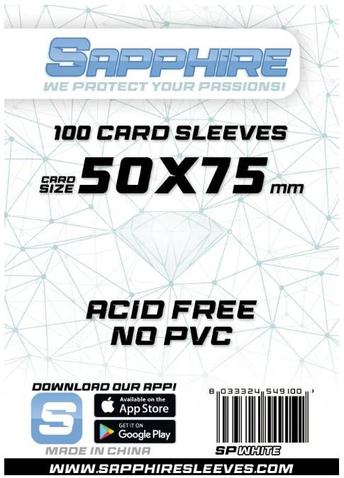 Obaly na karty Sapphire White - 50 x 75 mm 100 ks