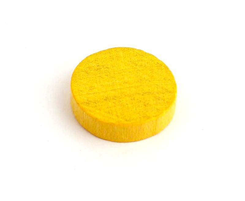 Dřevěné disky 15 mm - žetony (20 ks) Barva: Žlutá