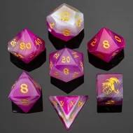 Dragon's Hoard Gemstone Polyhedral Dice Set - Rose Agate