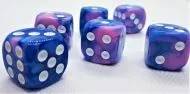 Dice Set D6 Two Toned: Blue/Pink+White (12x)