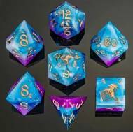 Captured Magic Hand Sanded Sharp Edge Resin Dice Set - Storm Dragon (7)