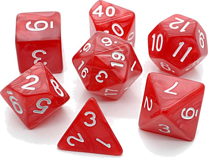 Sada 7 perleťových kostek pro RPG (9 barev) Barva: Červená