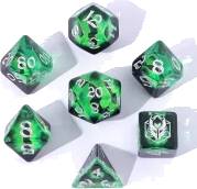 Wyrmforged Rollers Rounded Edge Resin Dragon's Eye Dice Set - Green
